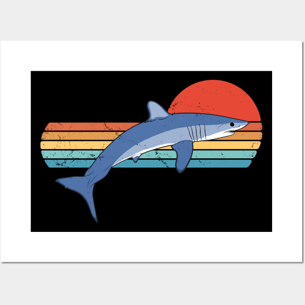 Mako Shark Retro Sunset Wall Art by NicGrayTees